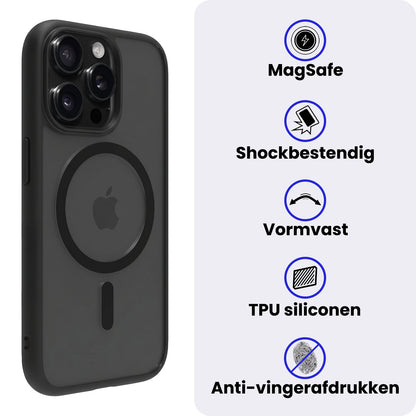 iPhone 14 Pro Max Hoesje Geschikt voor Magsafe Backcover Shockproof - Zwart