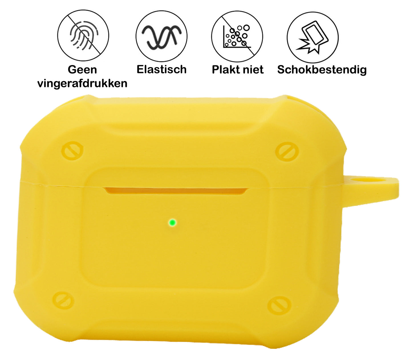 AirPods 3 Hoesje Shock Proof Case Siliconen met Clip - Geel