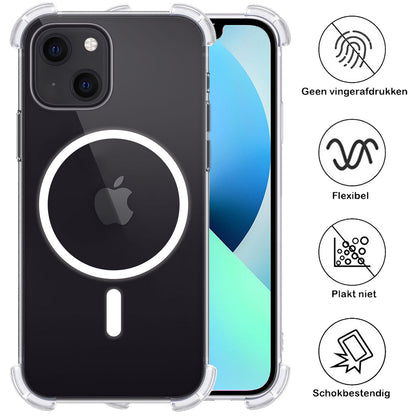 iPhone 13 Mini Hoesje Geschikt voor Magsafe Backcover Shockproof - Transparant