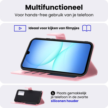 Samsung A17 Hoesje Bookcase Cover met Kaarthouder - Lichtroze