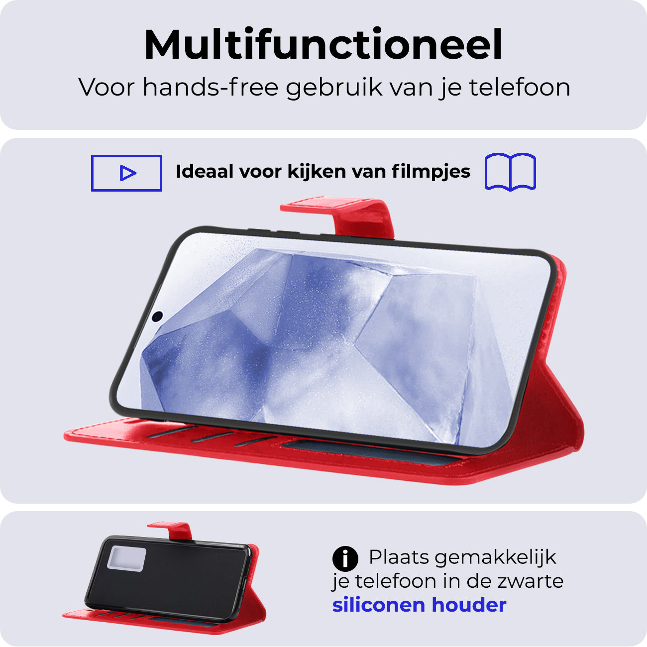 Samsung A55 Hoesje Book Case Kunstleer - Rood