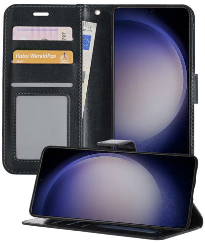 Samsung S23 Ultra Hoesje Bookcase Cover met Kaarthouder - Zwart