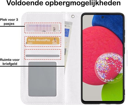 Samsung A52s Hoesje Bookcase Cover met Kaarthouder - Wit