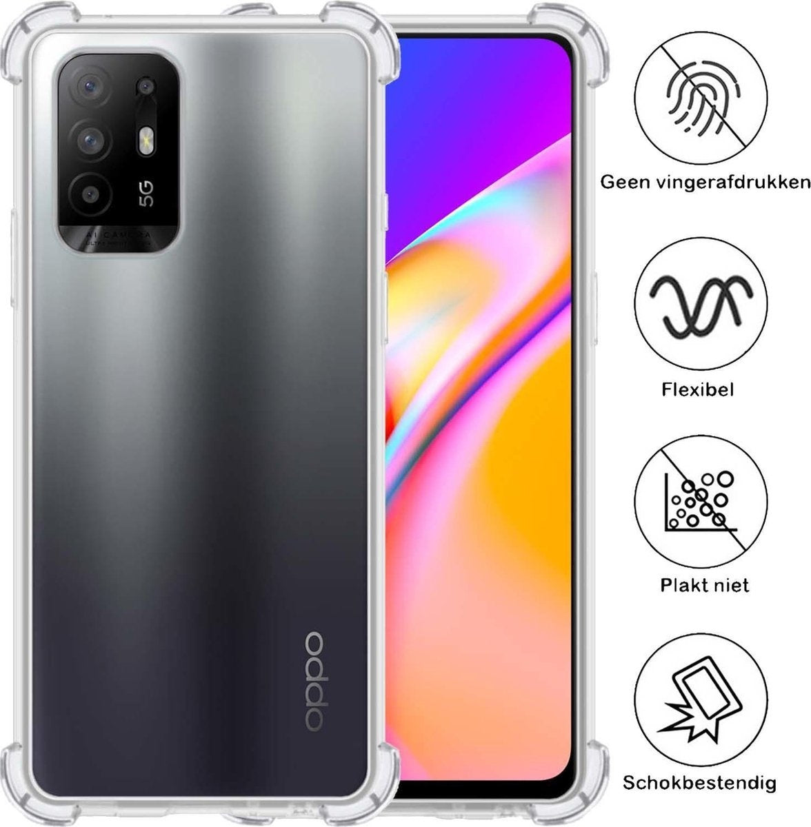 OPPO A94 5G Hoesje Shock Proof Siliconen - Transparant