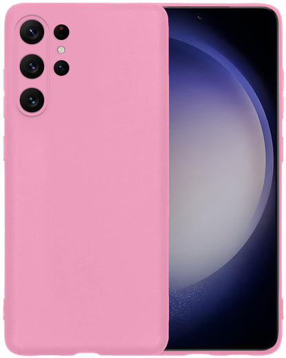 Samsung S23 Ultra Hoesje Siliconen Backcover Lichtgewicht - Roze