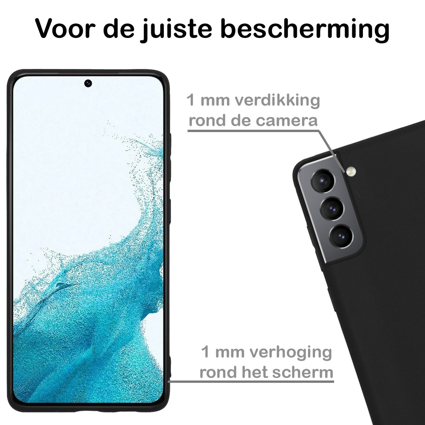 Samsung S22 Hoesje Siliconen - Zwart