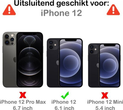 iPhone 12 Hoesje Marmer - Zwart