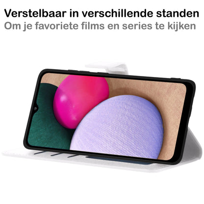 Samsung A02s Hoesje Bookcase Cover met Kaarthouder - Wit