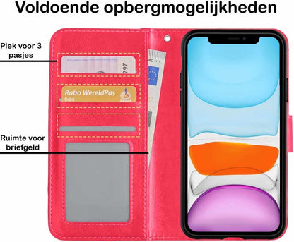 iPhone 11 Hoesje Bookcase Cover Uitneembaar - Donkerroze