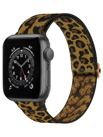 Horloge Bandje Geschikt Voor Apple Watch 1-8 / SE - 42/44/45 mm Bandje Stof - Panter Bruin