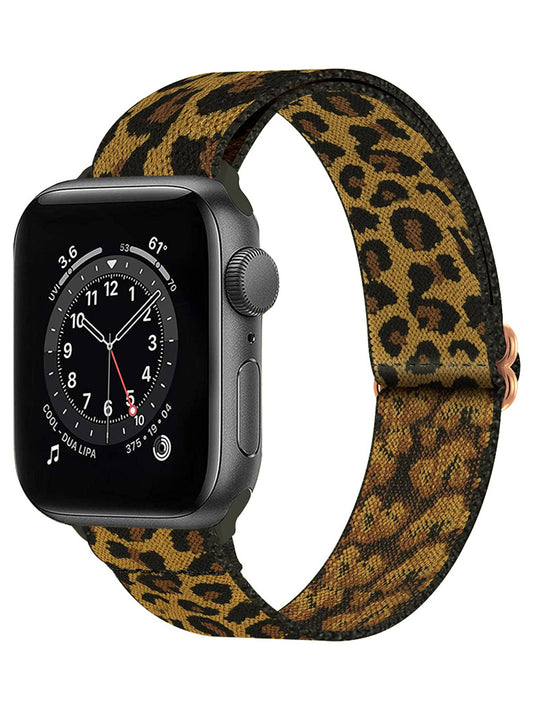 Bandje Geschikt Voor Apple Watch Bandje 42/44/45 mm Nylon Polsband Met Gesp - Horloge Bandje Geschikt Voor Apple Watch 1-8 / SE - 42/44/45 mm Bandje Stof - Panter Bruin