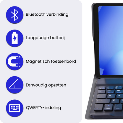 Samsung Galaxy Tab A11 Toetsenbord Hoes met Uitneembaar toetsenbord - Zwart