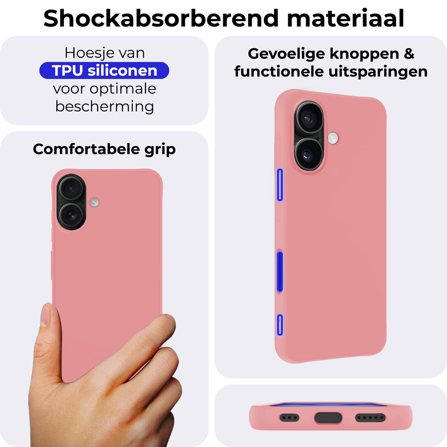 iPhone 16 Plus Hoesje Siliconen - Lichtroze