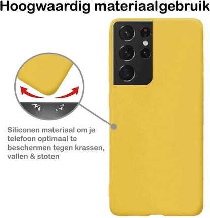 Samsung S21 Ultra Hoesje Siliconen Backcover Lichtgewicht - Geel