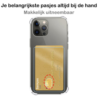 iPhone 13 Pro Hoesje Kaarthouder Backcover Shockproof - Transparant