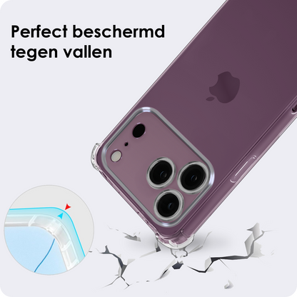 iPhone 18 Pro Hoesje met Koord Backcover Shockproof - Transparant