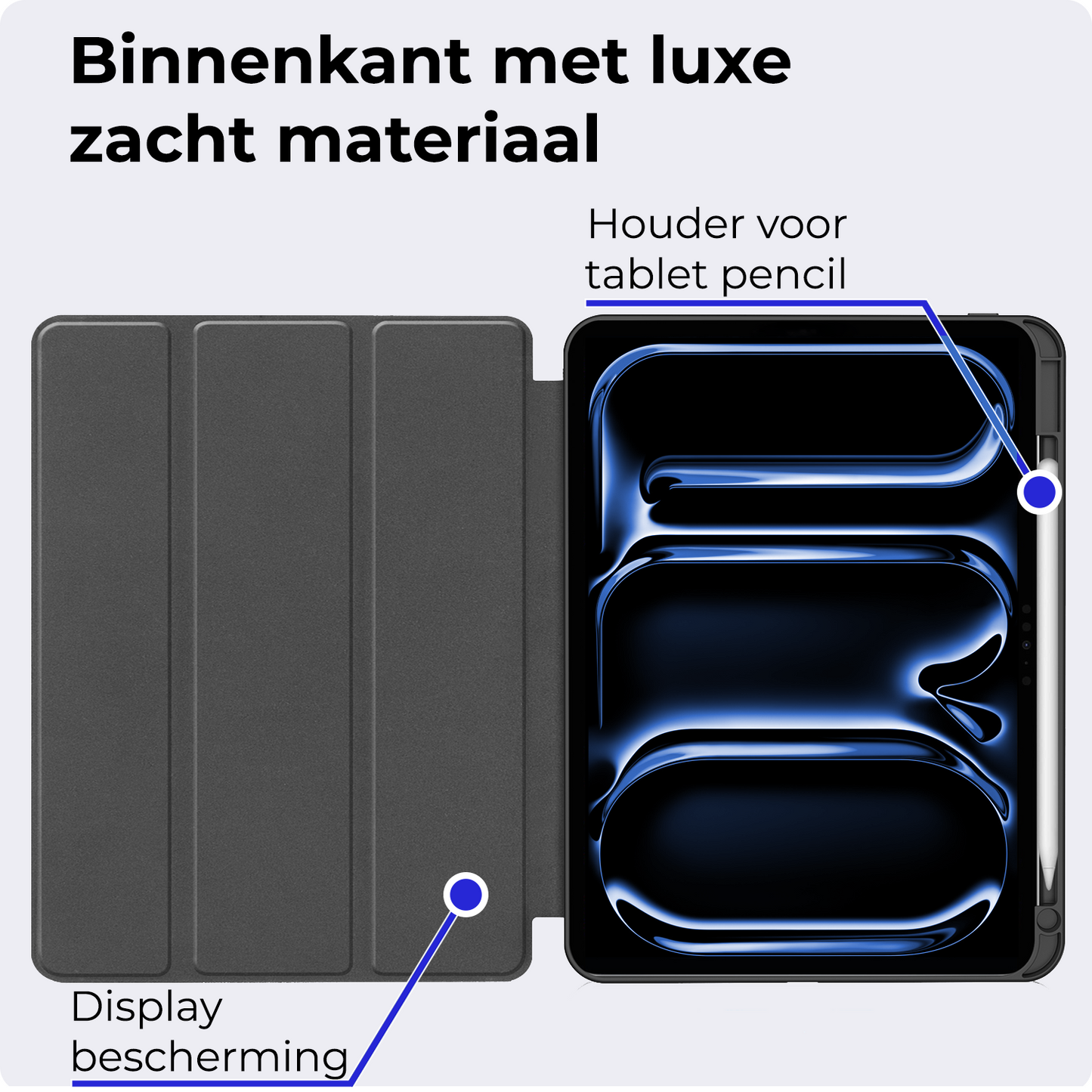 iPad Pro 2024 (11 inch) Hoesje Book Case Met Apple Pencil Uitsparing - Donkerblauw