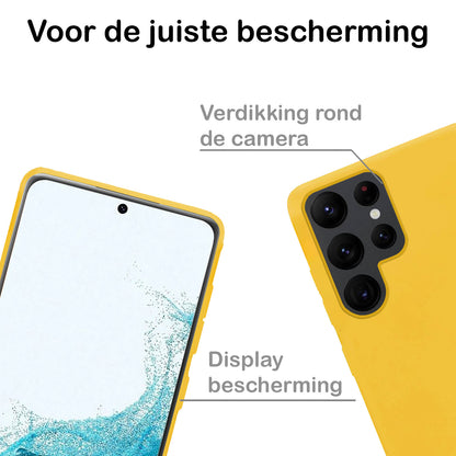 Samsung S22 Ultra Hoesje Siliconen Backcover Lichtgewicht - Geel