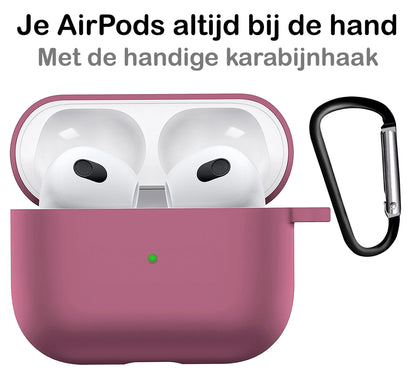 AirPods 3 Hoesje Siliconen met Clip - Oud roze