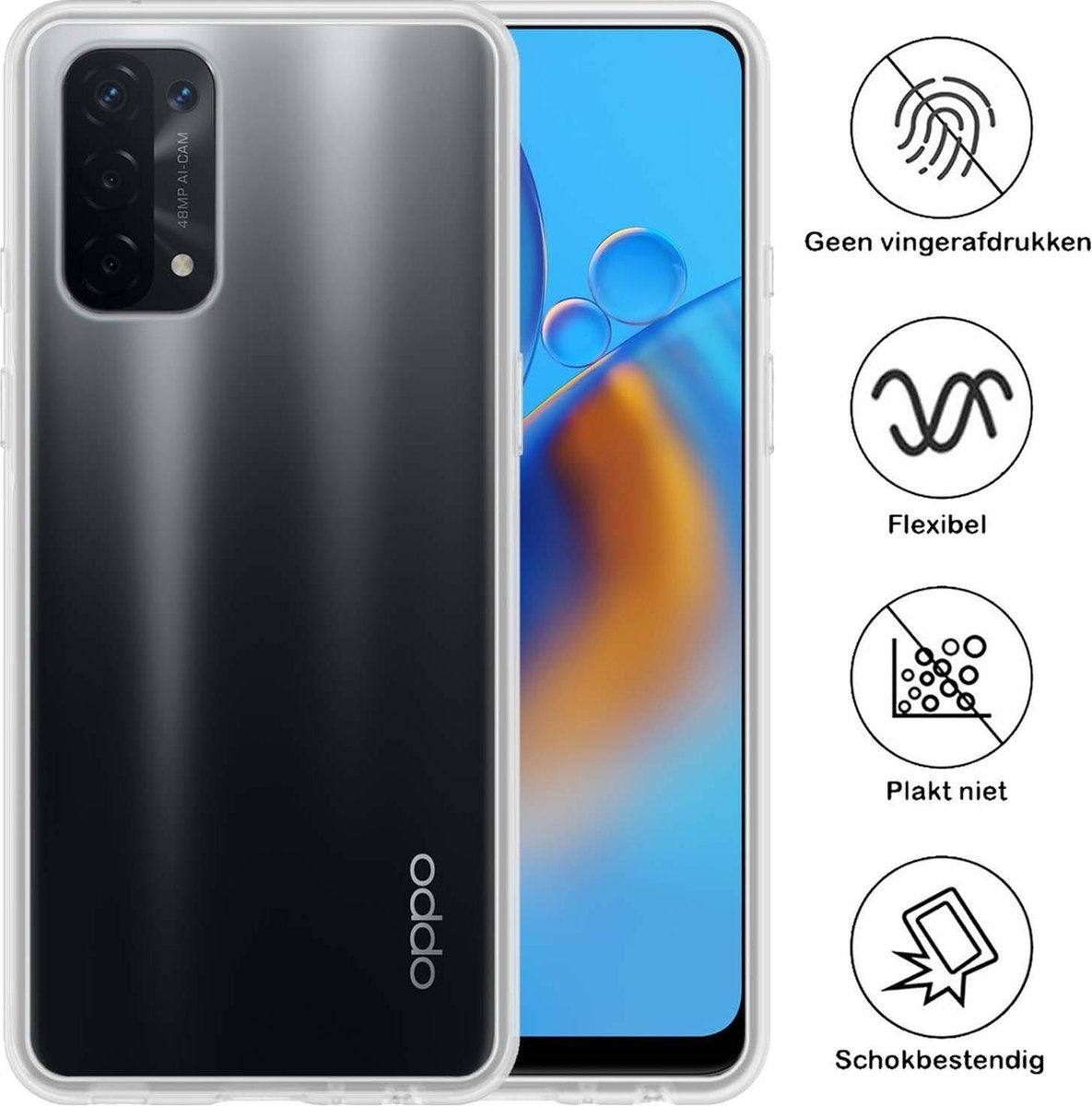 OPPO A74 4G Hoesje Siliconen - Transparant