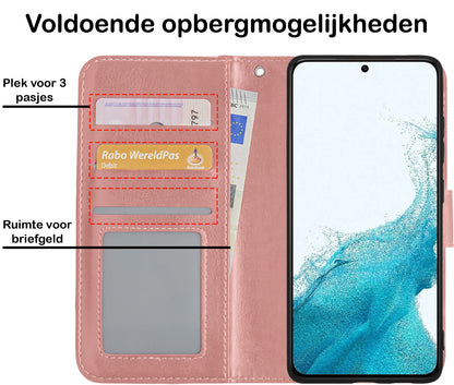 Samsung S22 Ultra Hoesje Bookcase Cover met Kaarthouder - Rosé goud