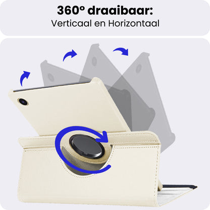 Samsung Galaxy Tab A9 Plus Trifold Bookcase Hoes 360 Graden Draaibaar - Wit