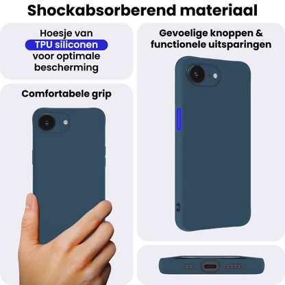 iPhone 16e Hoesje Siliconen Backcover Lichtgewicht - Donkerblauw