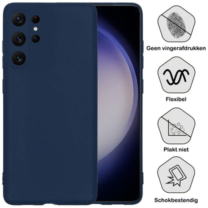 Samsung S23 Ultra Hoesje Siliconen Backcover Lichtgewicht - Donkerblauw
