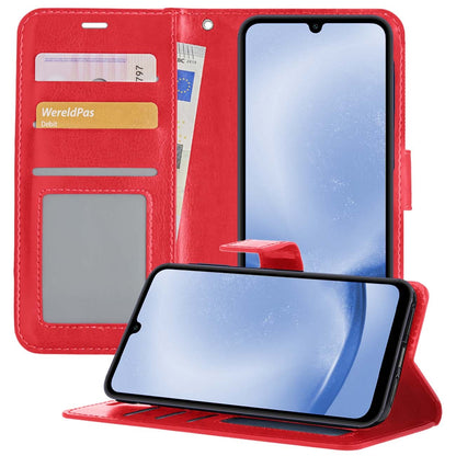 Samsung A25 Hoesje Bookcase Cover met Kaarthouder - Rood