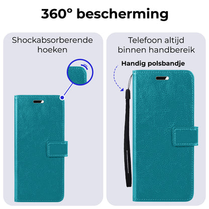 Samsung A15 Hoesje Bookcase Cover met Kaarthouder - Turquoise