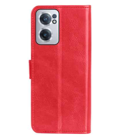 OnePlus Nord CE 2 Hoesje Bookcase Cover met Kaarthouder - Rood