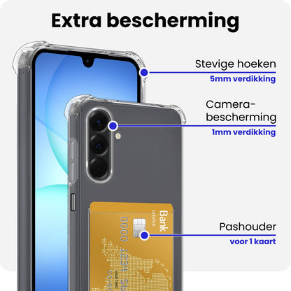 Samsung A17 Hoesje Kaarthouder Backcover Shockproof - Transparant