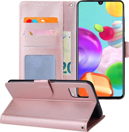 Samsung A41 Hoesje Bookcase Cover met Kaarthouder - Rosé goud