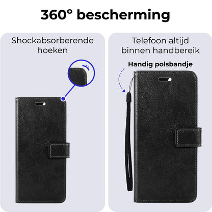 Samsung A35 Hoesje Bookcase Cover met Kaarthouder - Zwart