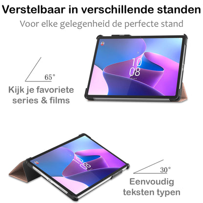 Lenovo Tab P11 Pro Trifold Bookcase Hoes met Penhouder Lenovo Pen - Rosé goud