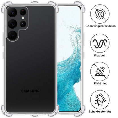 Samsung S22 Ultra Hoesje Shockproof Backcover Siliconen - Transparant
