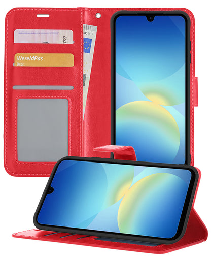 Samsung A26 Hoesje Bookcase Cover met Kaarthouder - Rood