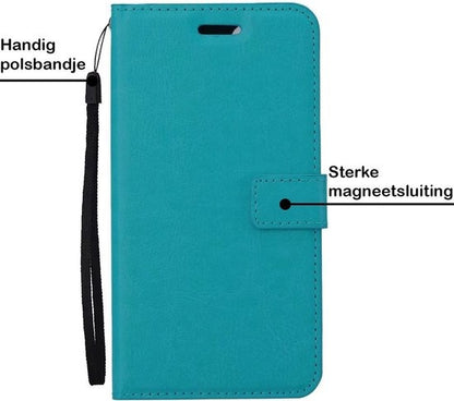 iPhone 12 Mini Hoesje Bookcase Cover met Kaarthouder - Turquoise