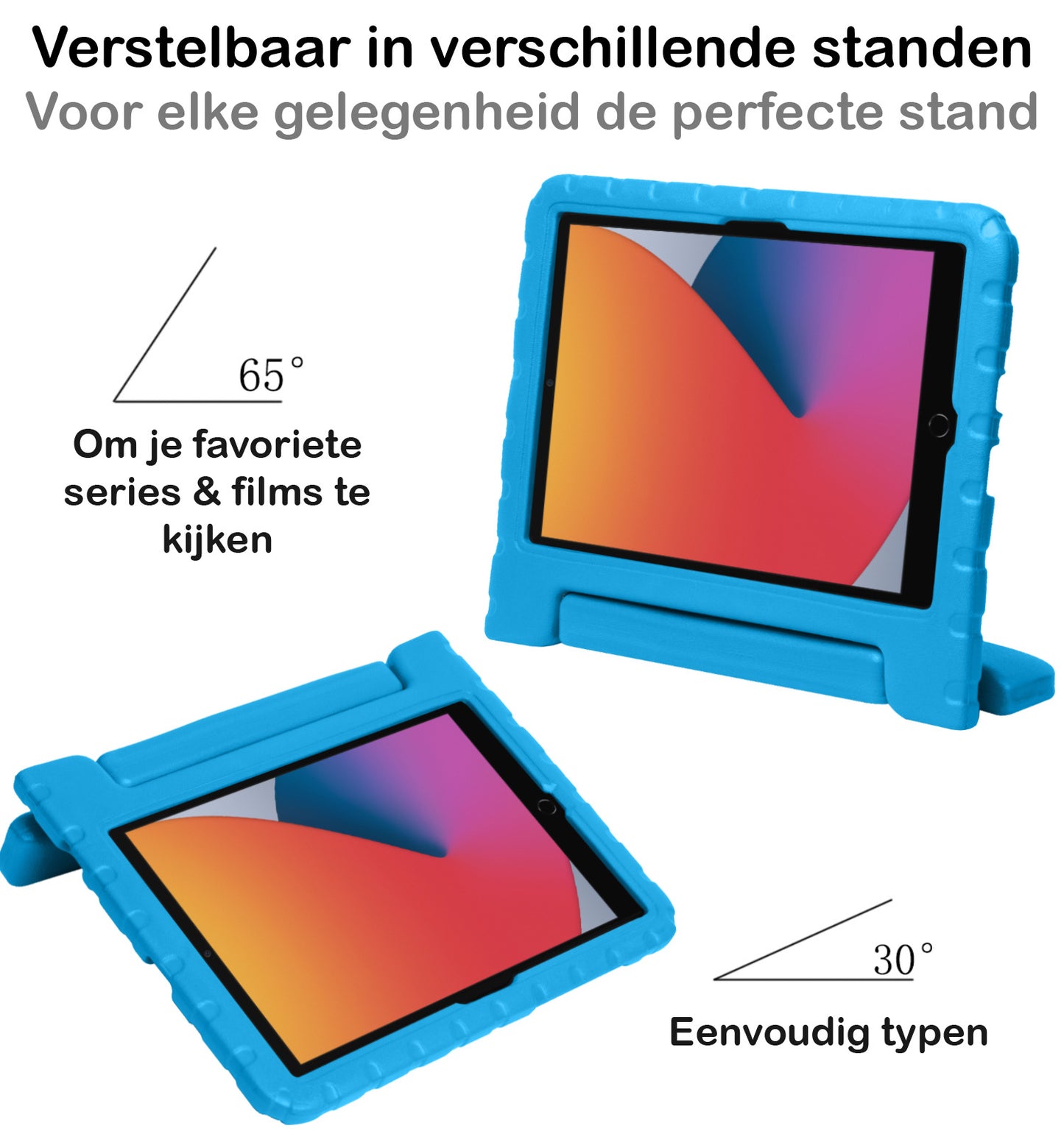 iPad 10.2 2021 Hoesje Kids Cover Bumper - Blauw