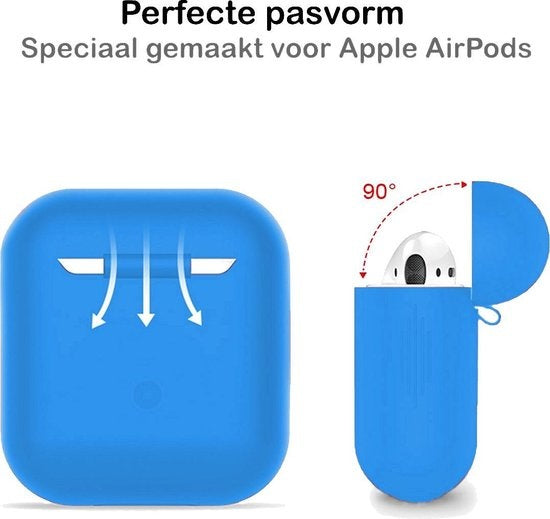 AirPods 2 Hoesje Siliconen met Clip - Blauw