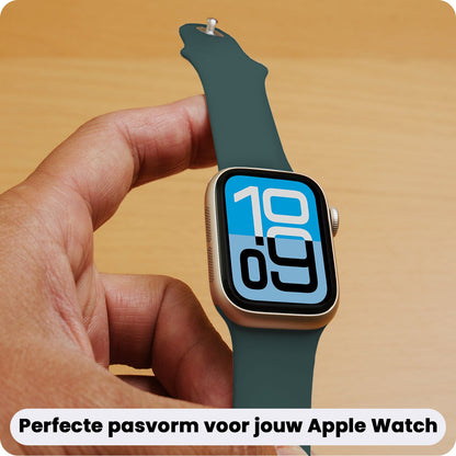 Apple Watch 1, 2, 3, 4, 5, 6, 7, 8, 9, SE - 38/40/41 mm Bandje Siliconen met verstelbare polsband - Donkergroen