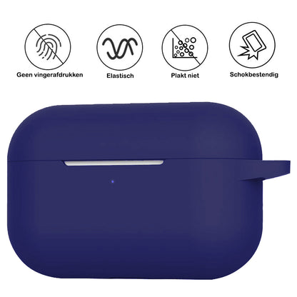 AirPods Pro 2 Hoesje Siliconen met Clip - Donkerblauw