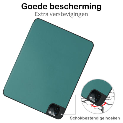 iPad Pro 2022 (12.9 inch) Trifold Bookcase Hoes met Penhouder voor Apple Pen - Donkergroen