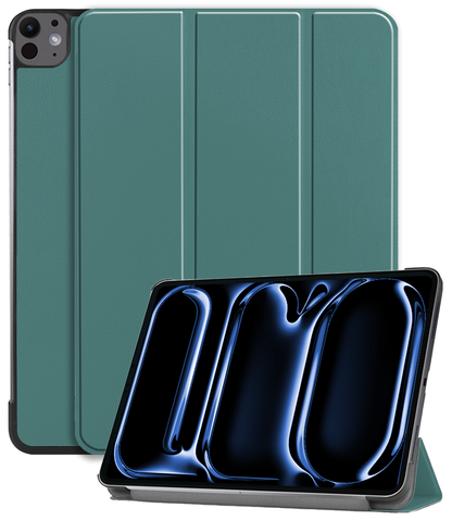 iPad Pro 2024 (13 inch) Trifold Bookcase Hoes - Donkergroen