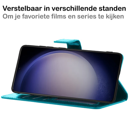 Samsung S23 Hoesje Bookcase Cover met Kaarthouder - Turquoise