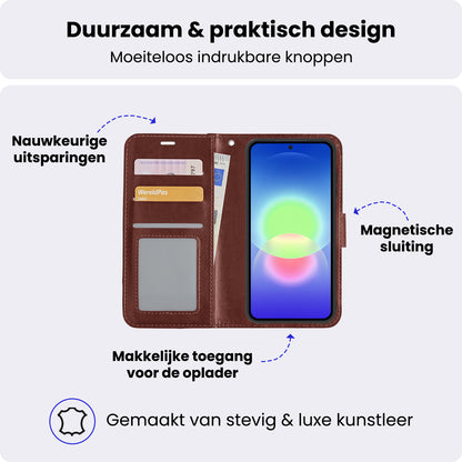 Samsung A27 Hoesje Bookcase Cover met Kaarthouder - Bruin