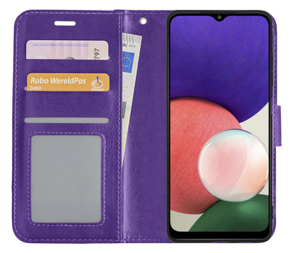 Samsung M22 Hoesje Bookcase Cover met Kaarthouder - Paars