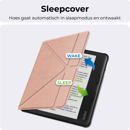 Kobo Libra Colour Trifold Bookcase Hoes - Rosé Goud