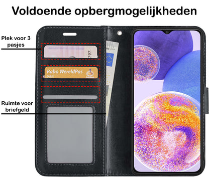 Samsung A23 Hoesje Bookcase Cover met Kaarthouder - Zwart