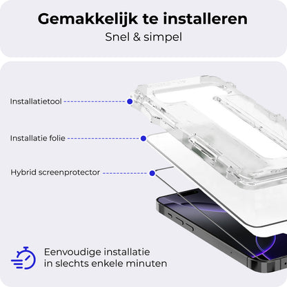 iPhone 16 Pro Max Screenprotector Flexibel Glas met Installatieframe